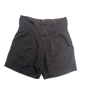 Isabel Marant Charcoal High Waisted Button Fly Shorts Size 38 Utility Paperbag